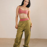 Fancy Fleece Cuffed Leg Sweatpants - Green Matcha