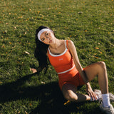 Fancy FitFlow Double Lined Shorts - Orange/White