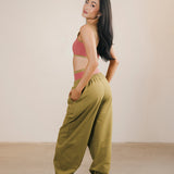 Fancy Fleece Cuffed Leg Sweatpants - Green Matcha