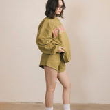 Fancy Fleece Lined Shorts - Green Matcha