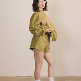Fancy Fleece Lined Shorts - Green Matcha