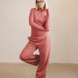 Fancy Fleece Wide Leg Sweatpants - Strawberry