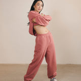 Fancy Fleece Cuffed Leg Sweatpants - Strawberry