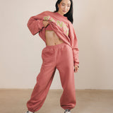 Fancy Fleece Cuffed Leg Sweatpants - Strawberry