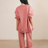 Fancy Fleece Cuffed Leg Sweatpants - Strawberry