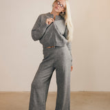 Ashlyn Knit Zip Up Long Sleeve Cardigan And Pants Set - Grey