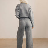 Ashlyn Knit Zip Up Long Sleeve Cardigan And Pants Set - Grey