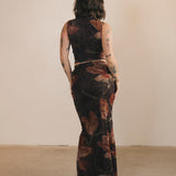 Halle Top and Maxi Skirt Set - Brown/Orange