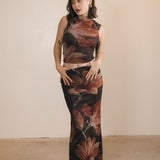 Halle Top and Maxi Skirt Set - Brown/Orange