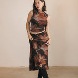 Halle Top and Maxi Skirt Set - Brown/Orange