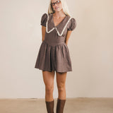 Layla Trim Plaid Mini Dress - Brown