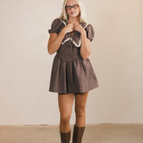 Layla Trim Plaid Mini Dress - Brown
