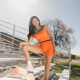 Fancy FitFlow Double Layered Tank - Burnt Orange/Navy