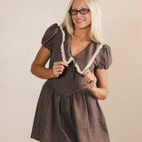 Layla Trim Plaid Mini Dress - Brown