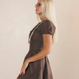 Layla Trim Plaid Mini Dress - Brown