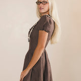 Layla Trim Plaid Mini Dress - Brown