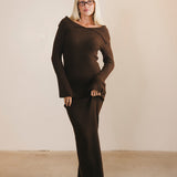 Ciera Off The Shoulder Maxi Dress - Chocolate