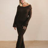 Ciera Off The Shoulder Maxi Dress - Chocolate
