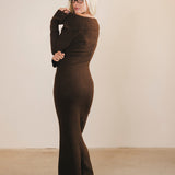 Ciera Off The Shoulder Maxi Dress - Chocolate