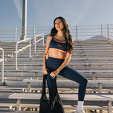 Fancy FitFlow Double Layered Athletic Bra - Navy/Burnt Orange