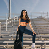 Fancy FitFlow Double Layered Athletic Bra - Navy/Burnt Orange