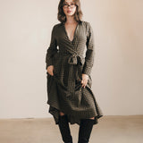 Celia Plaid Long Sleeve Shirt Dress - Carmel