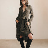 Celia Plaid Long Sleeve Shirt Dress - Carmel