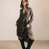 Celia Plaid Long Sleeve Shirt Dress - Carmel