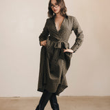 Celia Plaid Long Sleeve Shirt Dress - Carmel