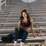 Fancy FitFlow Double Layered Athletic Bra - Navy/Burnt Orange