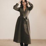 Celia Plaid Long Sleeve Shirt Dress - Carmel