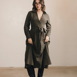 Celia Plaid Long Sleeve Shirt Dress - Carmel