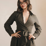 Celia Plaid Long Sleeve Shirt Dress - Carmel