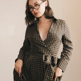 Celia Plaid Long Sleeve Shirt Dress - Carmel