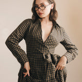 Celia Plaid Long Sleeve Shirt Dress - Carmel