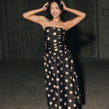 Brittany Polka Dot Midi Dress - Black