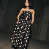Brittany Polka Dot Midi Dress - Black