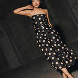 Brittany Polka Dot Midi Dress - Black
