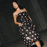 Brittany Polka Dot Midi Dress - Black