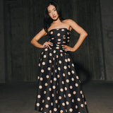 Brittany Polka Dot Midi Dress - Black