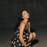 Brittany Polka Dot Midi Dress - Black