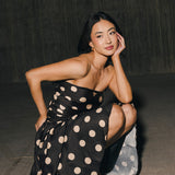 Brittany Polka Dot Midi Dress - Black