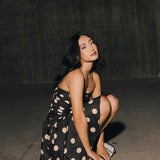 Brittany Polka Dot Midi Dress - Black