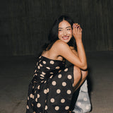 Brittany Polka Dot Midi Dress - Black