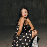Brittany Polka Dot Midi Dress - Black