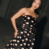 Brittany Polka Dot Midi Dress - Black