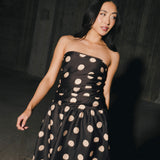 Brittany Polka Dot Midi Dress - Black