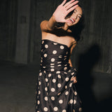 Brittany Polka Dot Midi Dress - Black
