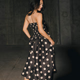 Brittany Polka Dot Midi Dress - Black