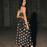 Brittany Polka Dot Midi Dress - Black